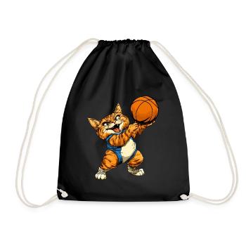 Chats Basket-ball / Basketteur Chat - Sac de sport léger - noir - Devant