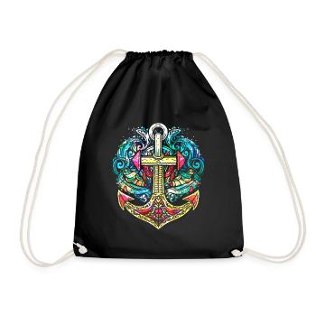 Ancre, Rétro, Mer, Maritime, Style Tatouage, Symbole - Sac de sport léger - noir - Devant