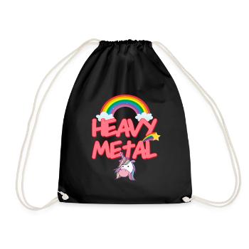 HEAVY METAL headbanger unicorn unicorn thrash rock - Drawstring Bag - black - Front