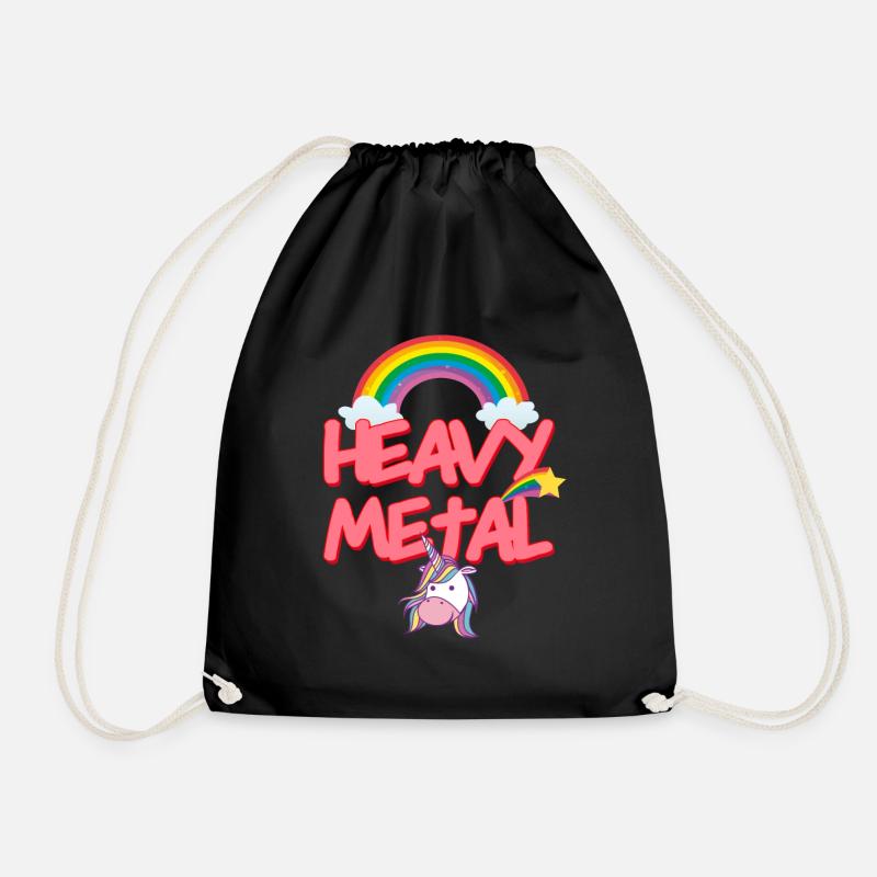 HEAVY METAL Headbanger Einhorn Unicorn thrash rock - Turnbeutel - Schwarz