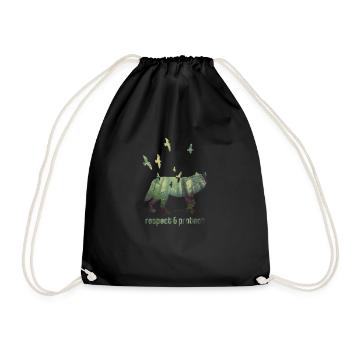Wolf Woelfe wild nature conservation animal protection - Drawstring Bag - black - Front