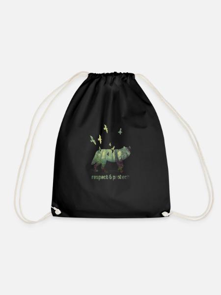 Wolf Woelfe wild nature conservation animal protection - Drawstring Bag - black