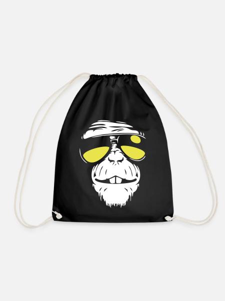 Cool Monkey - Coole Affe - Drawstring Bag - black