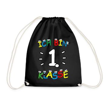 Ich bin 1. Klasse - Schulanfänger 🔴🔵🟢🟡 - Turnbeutel - Schwarz - Vorne