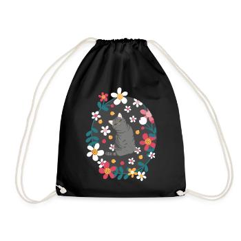 American Shorthair Cat and Flowers - Noir - Sac de sport léger - noir - Devant