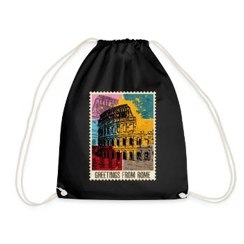 Rome Rome Italy City Skyline Stamp Colorful - Drawstring Bag - black - Front