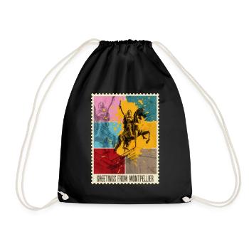 Montpellier France City Skyline Stamp - Sac de sport léger - noir - Devant