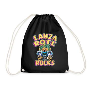 Lanzarote Sommer Sonne Strand Palmen Totenkopf - Turnbeutel - Schwarz - Vorne