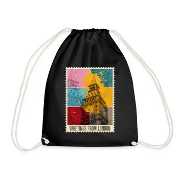Londres Angleterre UK City Skyline Stamp Coloré - Sac de sport léger - noir - Devant