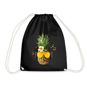 Fette Ananas Beats - T-Shirt Sommermotiv - Turnbeutel - Schwarz - Vorne