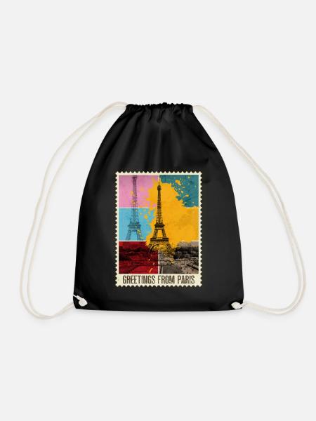 Paris Frankreich Stadt Skyline Briefmarke Urlaub - Turnbeutel - Schwarz