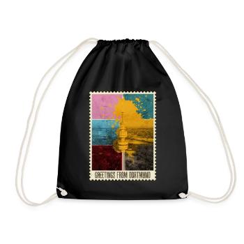Dortmund Germany City Skyline Stamp - Drawstring Bag - black - Front