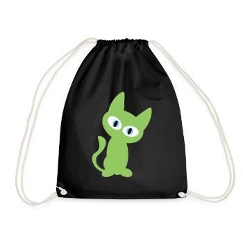 Green Cat Design - Drawstring Bag - black - Front