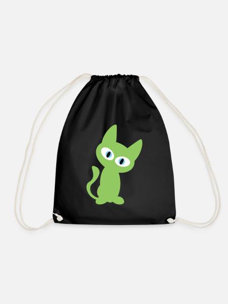 Grüne Katze Design - Turnbeutel - Schwarz