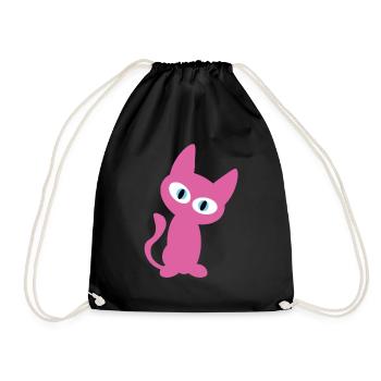 Pink / Pink Cat - the cool cat design - Drawstring Bag - black - Front