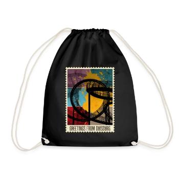 Duisburg Germany City Skyline Stamp Colorful - Drawstring Bag - black - Front