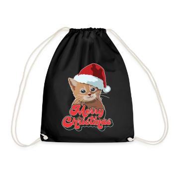 Cadeau de Noël Mignon Drôle de chat Père Noël Joyeux Noël - Sac de sport léger - noir - Devant