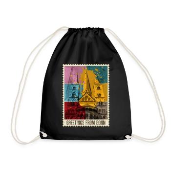 Bonn Deutschland Stadt Skyline Briefmarke Bunt - Turnbeutel - Schwarz - Vorne