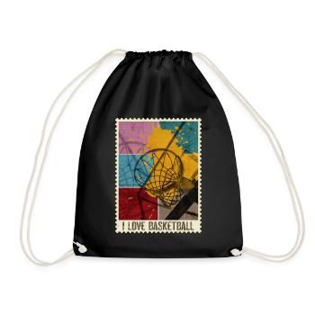 Basketball Basketballer Korb Sport Briefmarke - Turnbeutel - Schwarz - Vorne