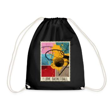 Basketball Basketballer Korb Sport Briefmarke - Turnbeutel - Schwarz - Vorne