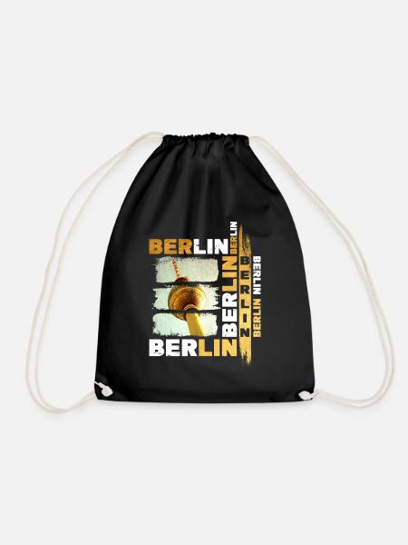 Berlin Skyline Gold Deutschland Stadt Grunge - Turnbeutel - Schwarz
