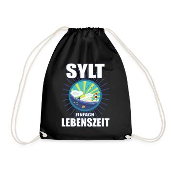 Sylt einfach Lebenszeit - friesische Urlaubsinsel - Turnbeutel - Schwarz - Vorne