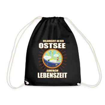 Urlaubszeit an der Ostee, einfach Lebenszeit - Turnbeutel - Schwarz - Vorne