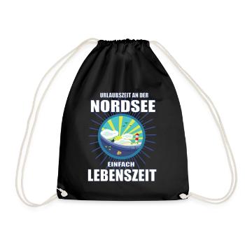 Urlaubszeit an der Nordsee, einfach Lebenszeit - Turnbeutel - Schwarz - Vorne