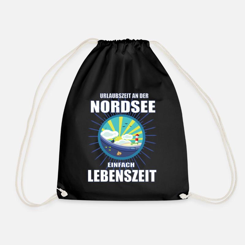 Urlaubszeit an der Nordsee, einfach Lebenszeit - Turnbeutel - Schwarz