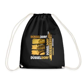 Dusseldorf Skyline Gold Germany City Grunge - Drawstring Bag - black - Front