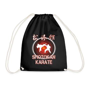 Top Shotokan Karate Design mit Karatekas und Kanji - Turnbeutel - Schwarz - Vorne