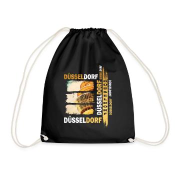 Dusseldorf Skyline Gold Germany City Grunge - Drawstring Bag - black - Front