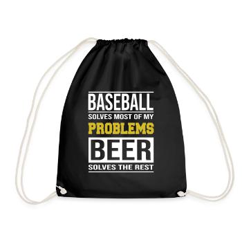 Baseball löst die meisten Probleme, Bier den Rest - Turnbeutel - Schwarz - Vorne