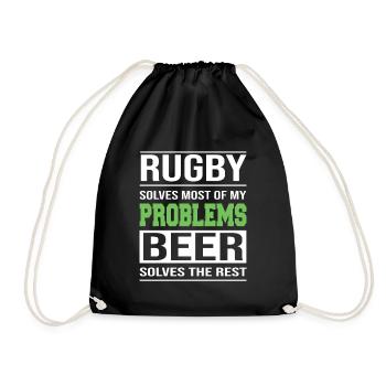 Rugby solves Most of my Problems - Turnbeutel - Schwarz - Vorne