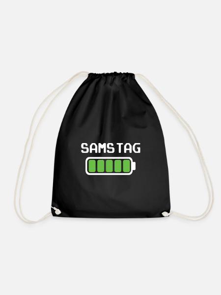 Samstag Akku voll geladen - Akkustand - Turnbeutel - Schwarz