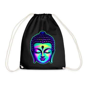 Colorful Buddha Head - Drawstring Bag - black - Front