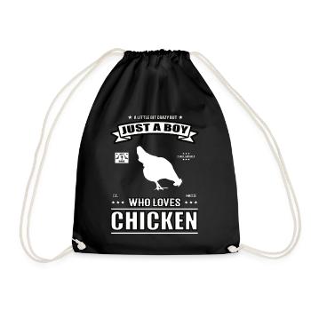 Just a Boy Who Loves Chickens Outfit - Drawstring Bag - black - Front