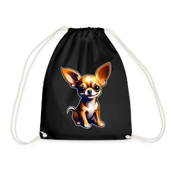 Cute little Chihuahua dog in comic style - Drawstring Bag - black - Front