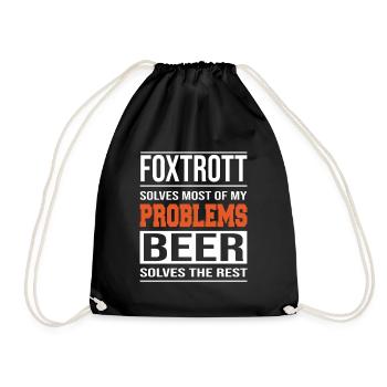 Foxtrot solves problems, beer solves the rest - Drawstring Bag - black - Front
