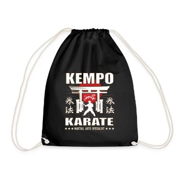 cool Kempo Karate, martial arts design with kanji - Drawstring Bag - black - Front