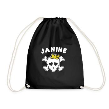 Pirate Janine Design for Girls and Women - Drawstring Bag - black - Front