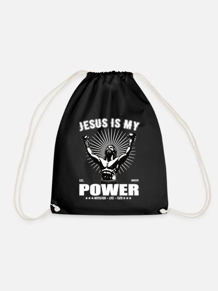 Jesus is my Power - Boxing Design - Turnbeutel - Schwarz