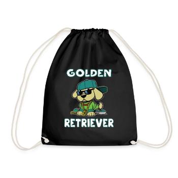 Cool Golden Retriever Design - Drawstring Bag - black - Front