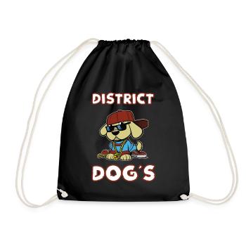 District Dog - Street Dog Hip Hop Design - Drawstring Bag - black - Front
