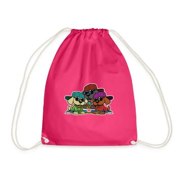 Dog Pack - Cool Street Dog Hip Hop Design - Drawstring Bag - fuchsia - Front