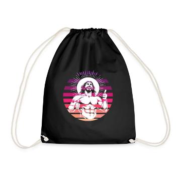 Drôle rire jésus-christ design rétro - Sac de sport léger - noir - Devant