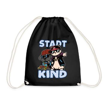 Stadtkind Design mit Hund und Katze im Hip Hop Sti - Turnbeutel - Schwarz - Vorne