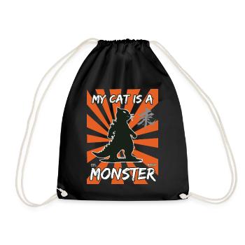 Funny Cat Design: My Cat is a Monster - Drawstring Bag - black - Front