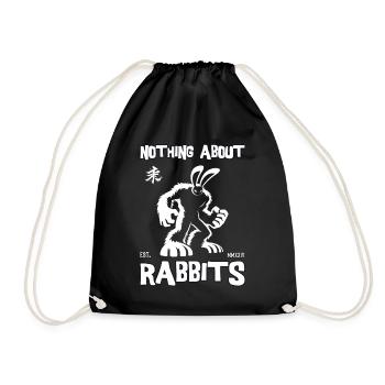 Nothing About Rabbits – Strong Rabbit Design - Drawstring Bag - black - Front