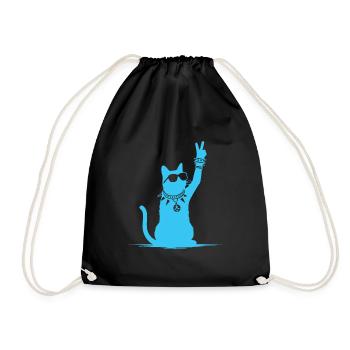 Blue Rocker Cat - Drôle de musique rock Cat Design - Sac de sport léger - noir - Devant